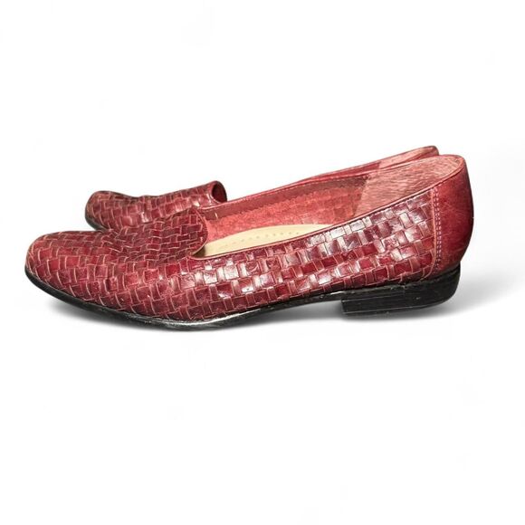 Trotters Women’s Size 8 Loafers Burgundy Woven Leather Slip-On Comfort Flats - Picture 3 of 8